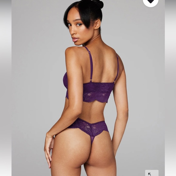 Savage X Fenty Purple Galaxy Haute Lace Triangle Bralette Thong & Brazilian Set - Picture 4 of 17